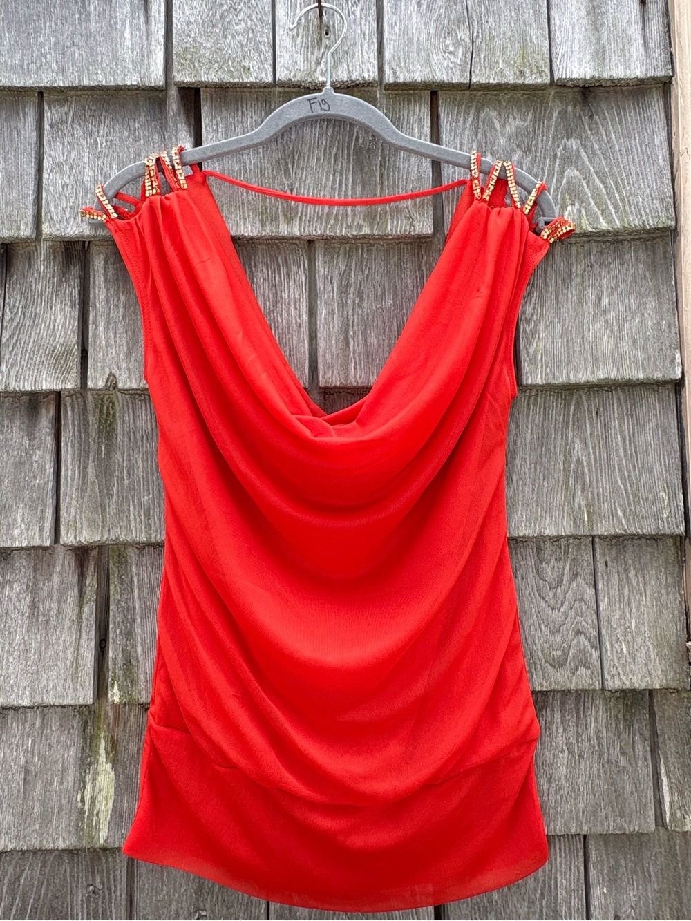 Orange Draped Neckline Y2K Going Out Top